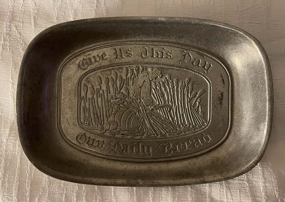 Vintage Wilton Armetale Pewter Give Us This Day Our Daily Bread Tray